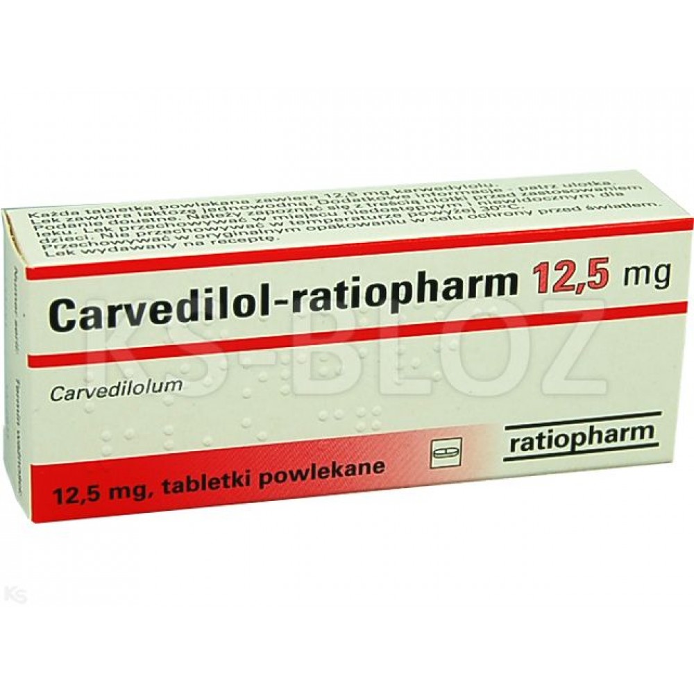 Карведилол (Carvedilol) Ratiopharm 12.5 мг, 30 таблеток